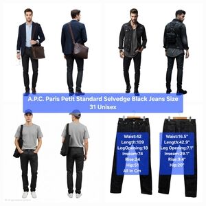 A.P.C. Paris Petit Standard Selvedge Black Jeans Unisex Size 31